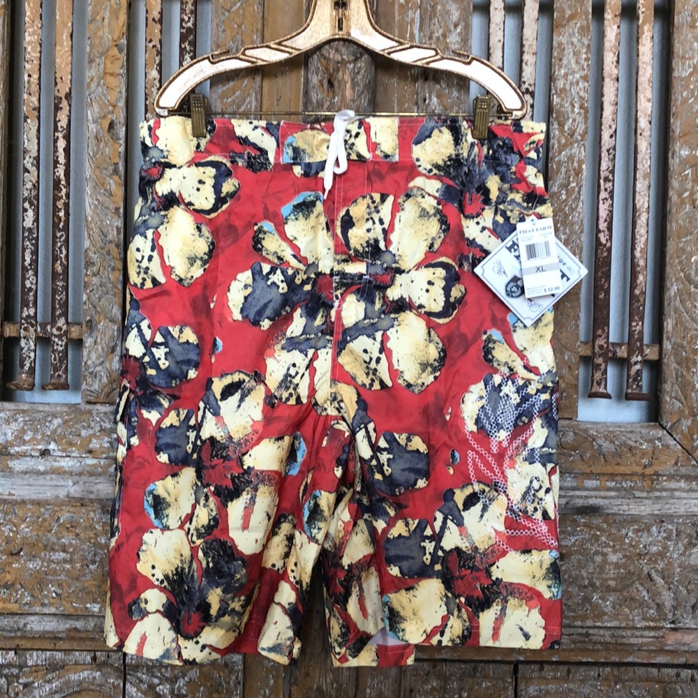 PHAT FARM PRINTED BATHING SUIT SWIM TRUNK XL